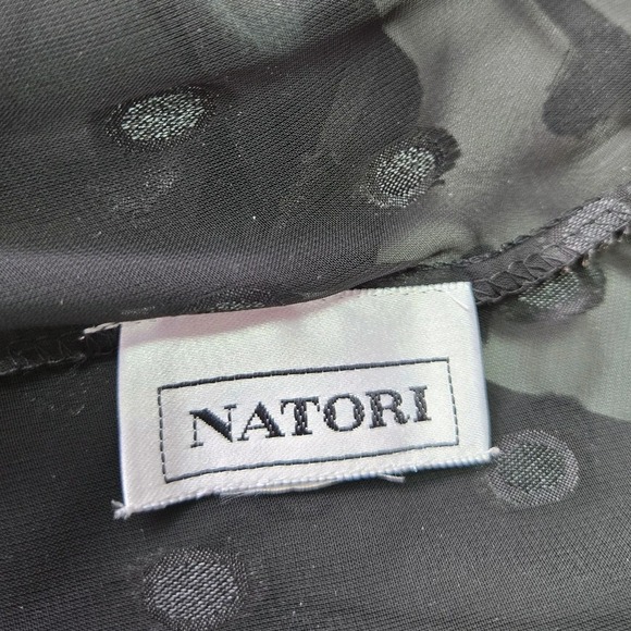 Natori Black Sheer Polka Dot Short Kimono Robe Lingerie‎ Size S Dressing Gown - Picture 6 of 6